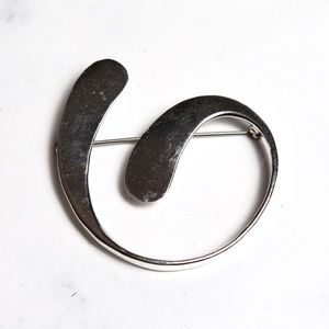 Taxco Mexico Sterling Silver Spiral Swirl Brooch TM-60